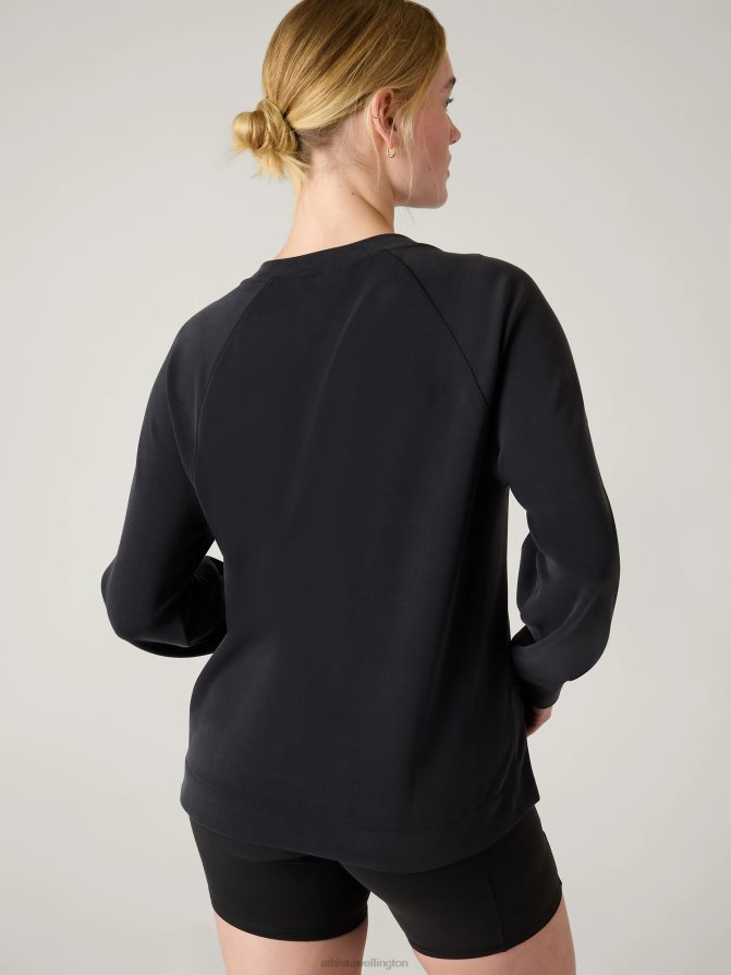 Athleta Women Black Seasoft Crewneck Sweatshirt TZB4L0312