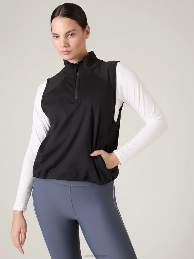 Athleta Women Black Unstoppable Quarter Zip Vest TZB4L0539