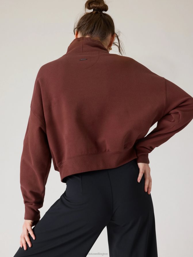 Athleta Women Dark Cherrywood Keys Retroplush Sweatshirt TZB4L0215