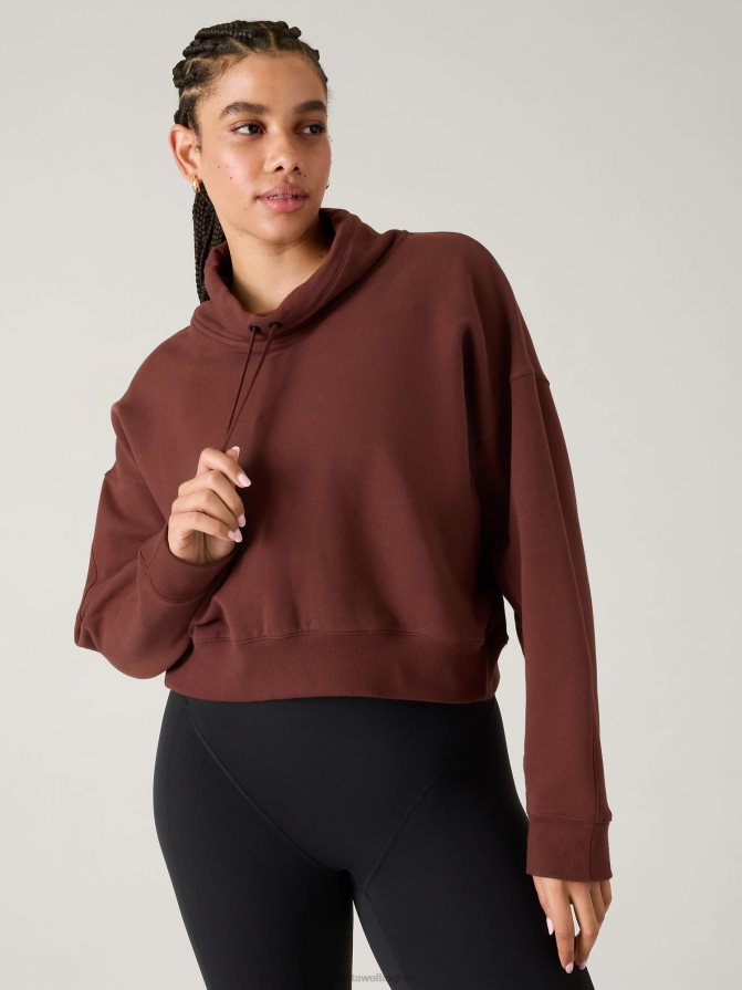 Athleta Women Dark Cherrywood Keys Retroplush Sweatshirt TZB4L0215