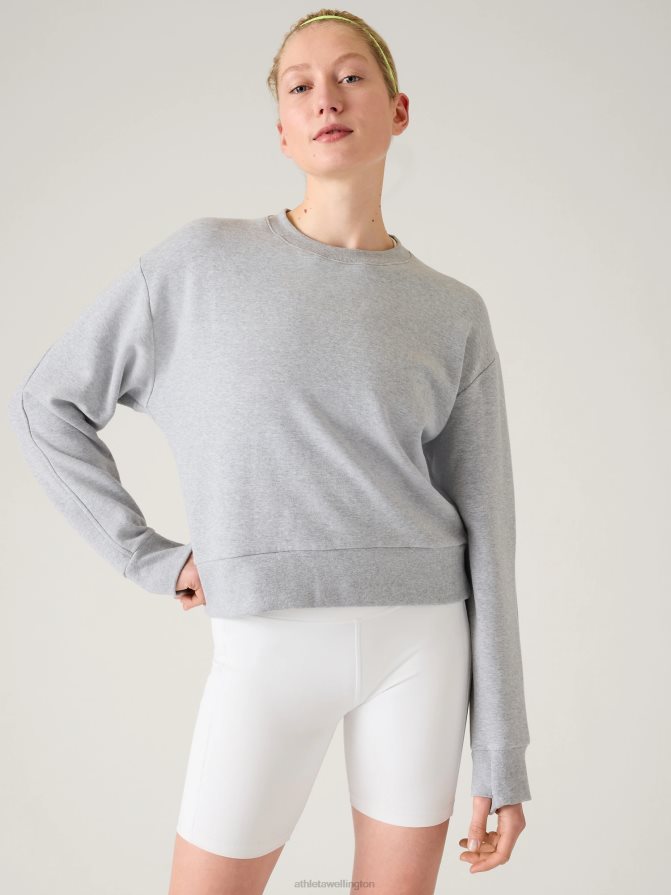 Athleta Women Grey Heather Retroplush Revive Crewneck Sweatshirt TZB4L0274