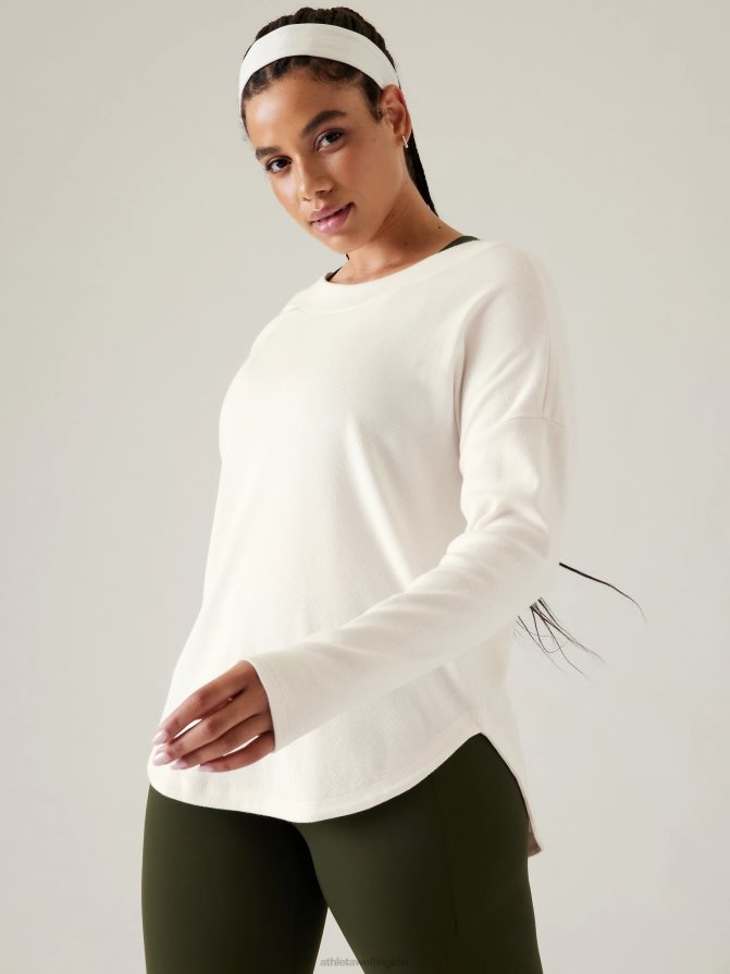 Athleta Women Magnolia White Presence Sweatshirt TZB4L0457