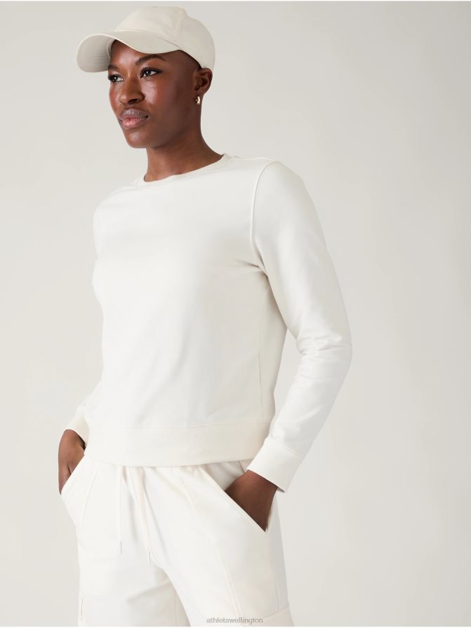 Athleta Women Magnolia White Retroterry Crewneck Sweatshirt TZB4L0515