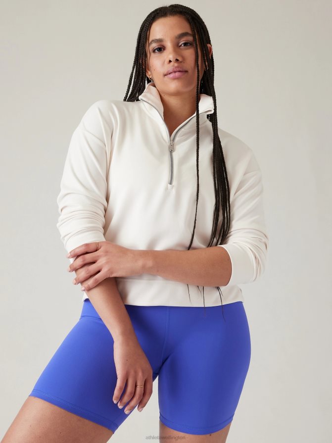 Athleta Women Magnolia White Seasoft Quarter Zip TZB4L0205