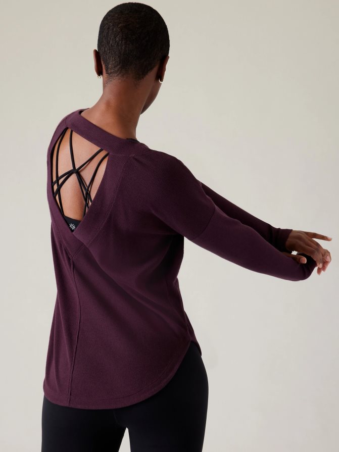 Athleta Women Spiced Cabernet Presence Sweatshirt TZB4L0223