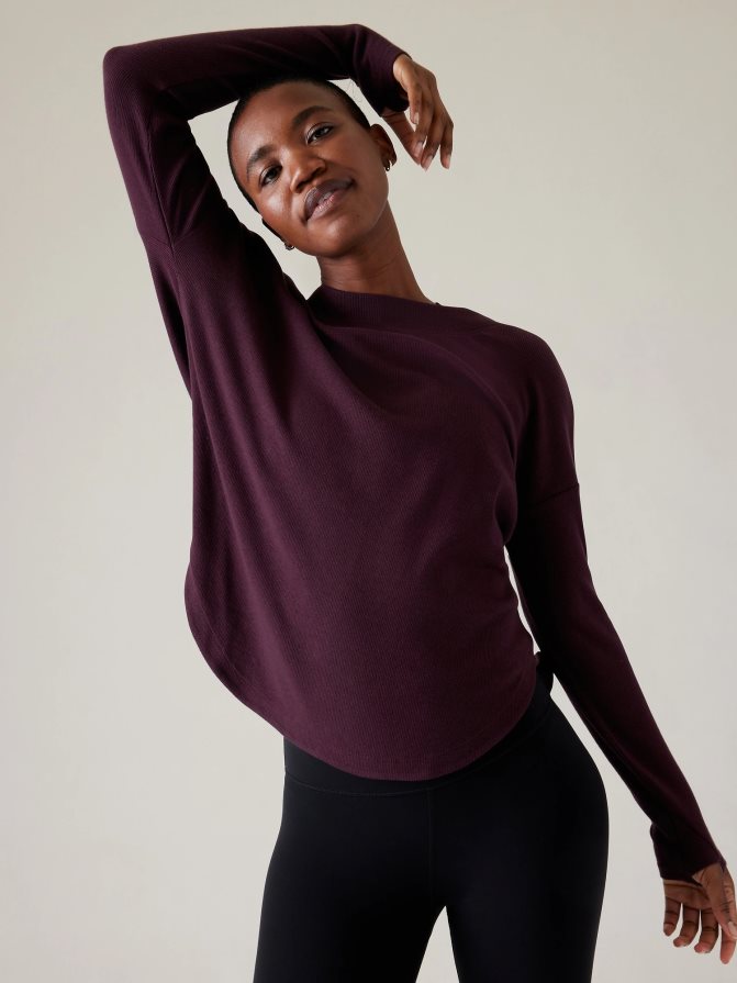 Athleta Women Spiced Cabernet Presence Sweatshirt TZB4L0223