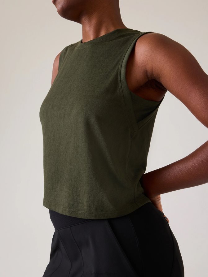 Athleta Women Aspen Olive Breezy Muscle Tank TZB4L0419