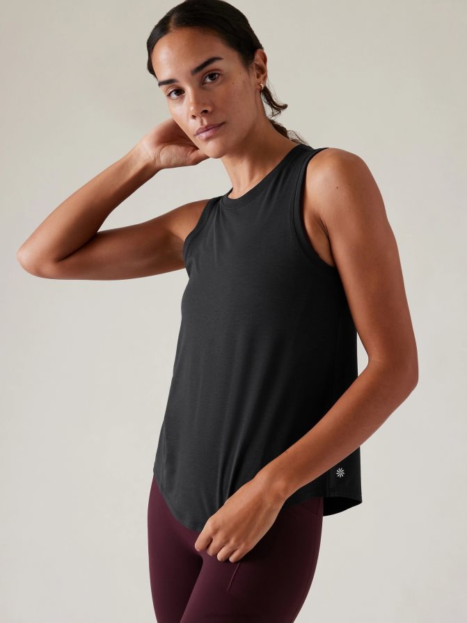 Athleta Women Black With Ease Open Back Tank TZB4L0212