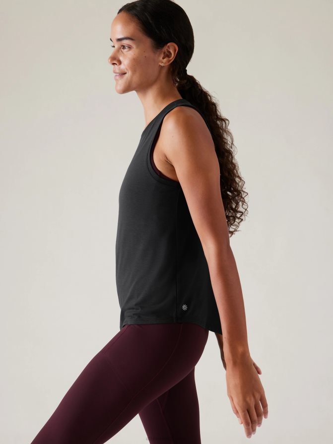 Athleta Women Black With Ease Open Back Tank TZB4L0212