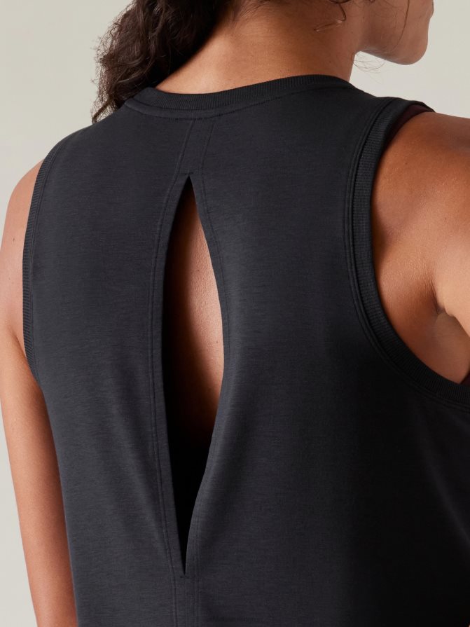 Athleta Women Black With Ease Open Back Tank TZB4L0212