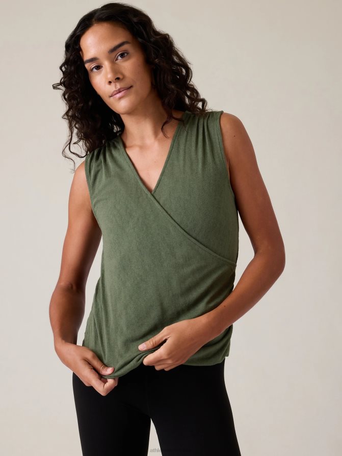 Athleta Women Deep Fern Breezy Wrap Tank TZB4L0441