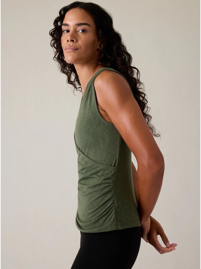 Athleta Women Deep Fern Breezy Wrap Tank TZB4L0441