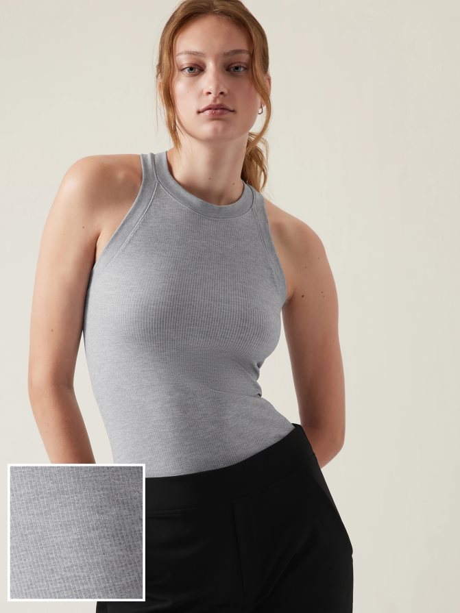 Athleta Women Grey Heather Renew Seamless Racerback Tank TZB4L0313