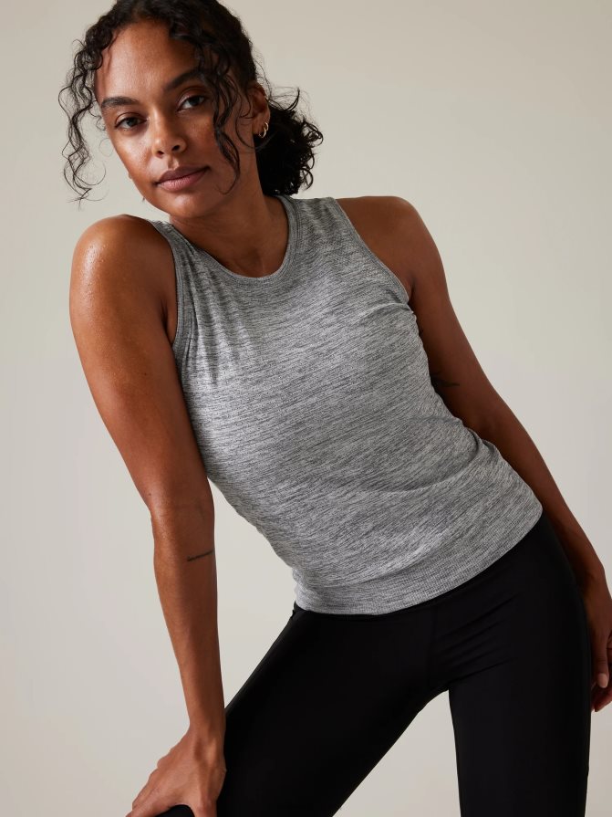 Athleta Women Medium Grey Heather In Motion Seamless Tank TZB4L0305