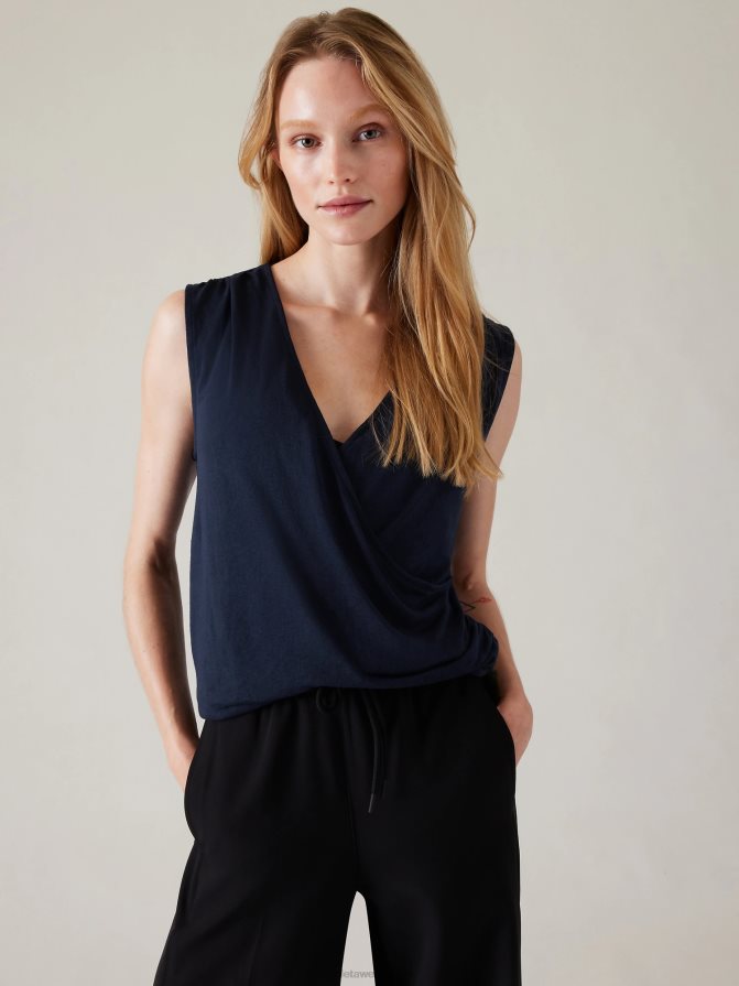 Athleta Women Navy Breezy Wrap Tank TZB4L0508