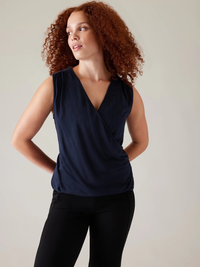 Athleta Women Navy Breezy Wrap Tank TZB4L0508