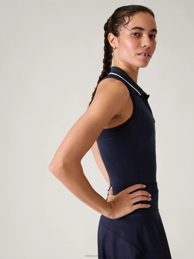 Athleta Women Navy Momentum Seamless Polo Tank TZB4L0279