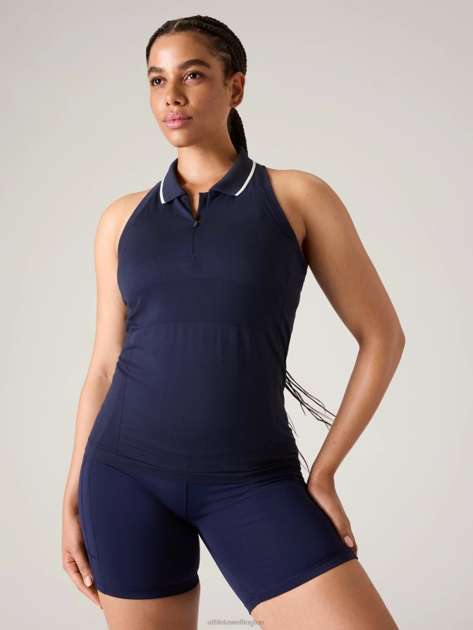 Athleta Women Navy Momentum Seamless Polo Tank TZB4L0279