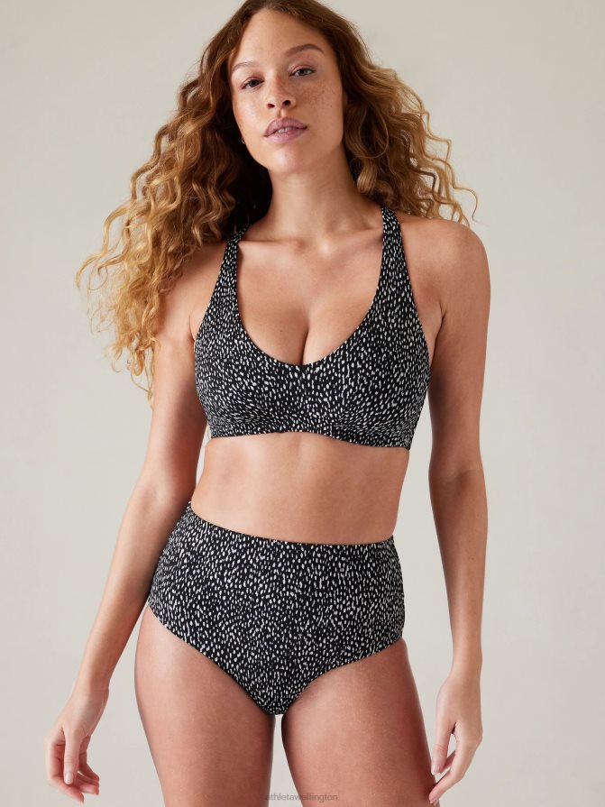 Athleta Women Black Animal Print Triangle Bikini Top D-DD TZB4L0920