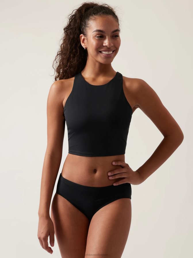 Athleta Women Black Conscious Crop Bikini Top D-Dd TZB4L0948