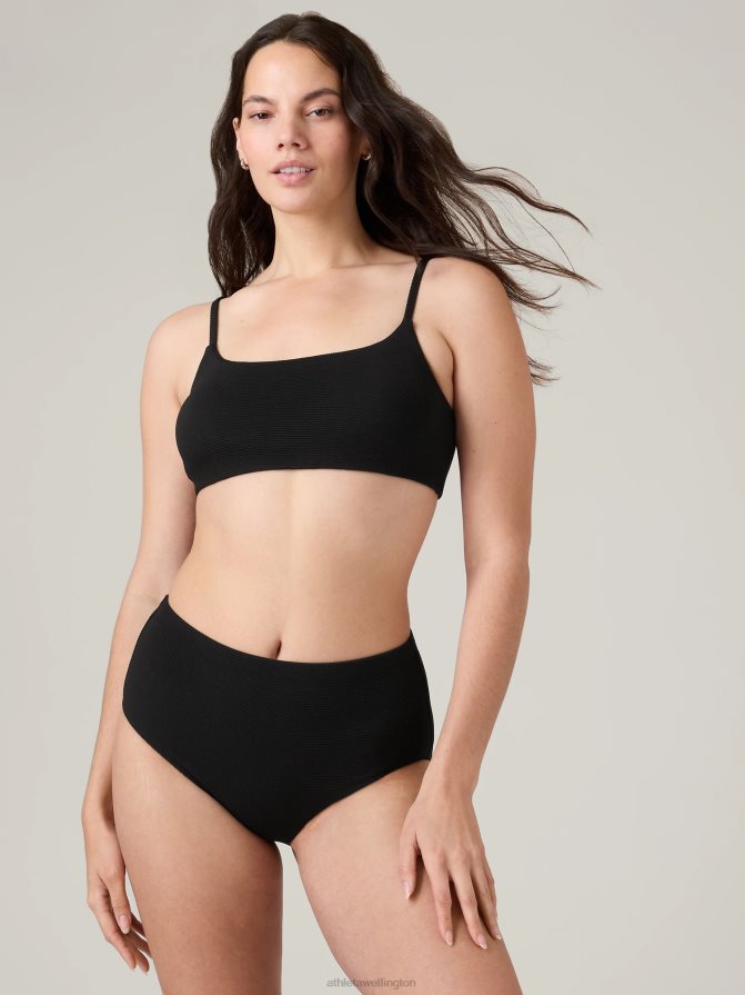 Athleta Women Black Pique Scoop Bikini Top A-C TZB4L0885