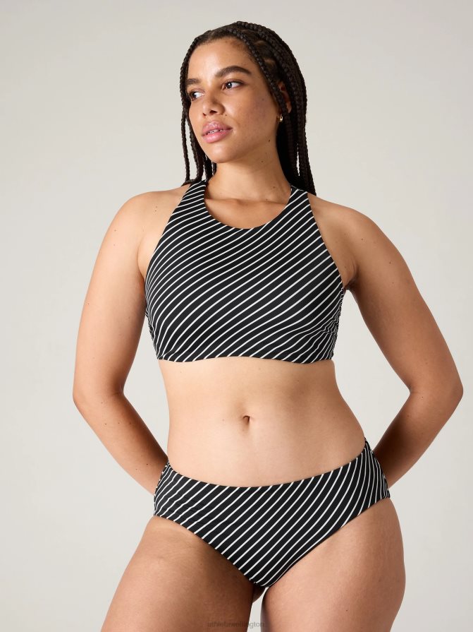 Athleta Women Black Stripe Maldives Bra Cup Bikini Top TZB4L0895