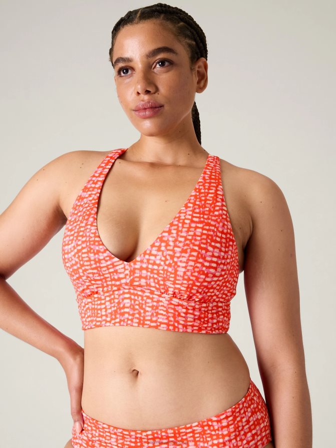 Athleta Women Hudson Red Plunge Bikini Top A-C TZB4L0919