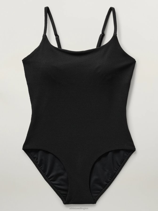 Athleta Women Black Pique Scoop Pique One Piece Swimsuit TZB4L0836