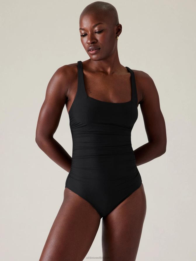 Athleta Women Black Square Neck One Piece Swimsuit TZB4L0872