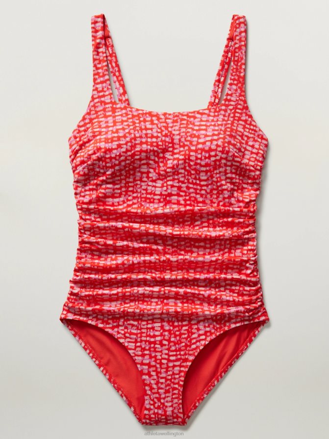 Athleta Women Hudson Red Square Neck One Piece Swimsuit TZB4L0934