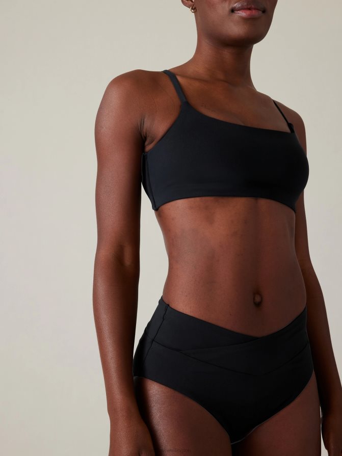 Athleta Women Black High Waist Crossover Bikini Bottom TZB4L0864