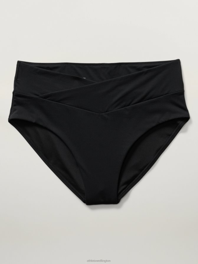 Athleta Women Black High Waist Crossover Bikini Bottom TZB4L0864