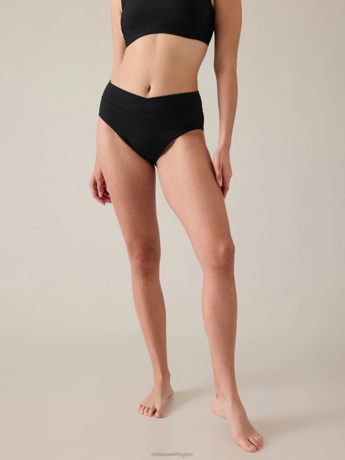 Athleta Women Black High Waist Crossover Bikini Bottom TZB4L0864