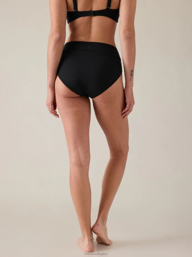 Athleta Women Black High Waist Crossover Bikini Bottom TZB4L0864