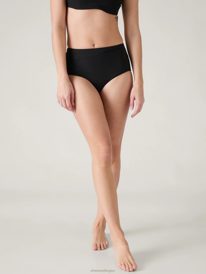 Athleta Women Black Rib High Waist Swim Bottom TZB4L0835