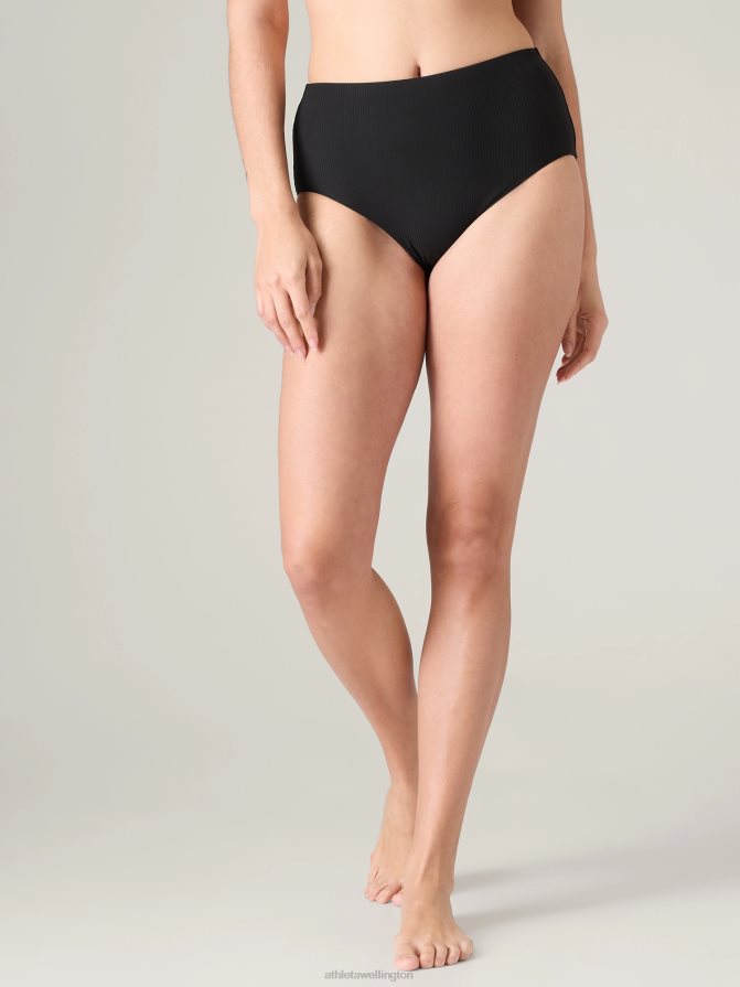 Athleta Women Black Rib High Waist Swim Bottom TZB4L0835