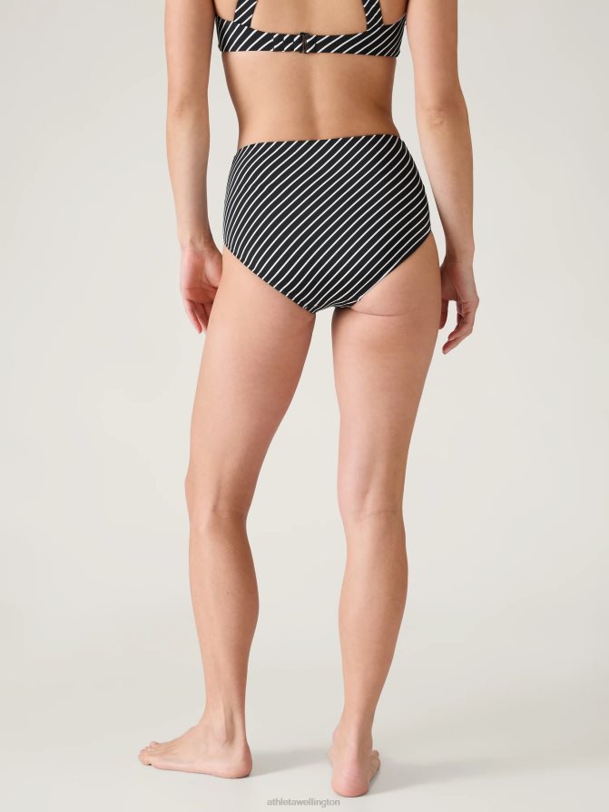 Athleta Women Black Stripe High Waist Swim Bottom TZB4L0884