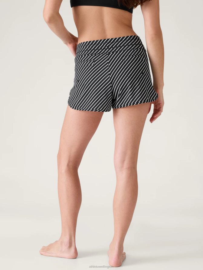 Athleta Women Black Stripe Surge Swim Short TZB4L0797