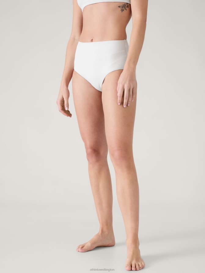 Athleta Women Bright White Pique High Waist Swim Bottom TZB4L0791