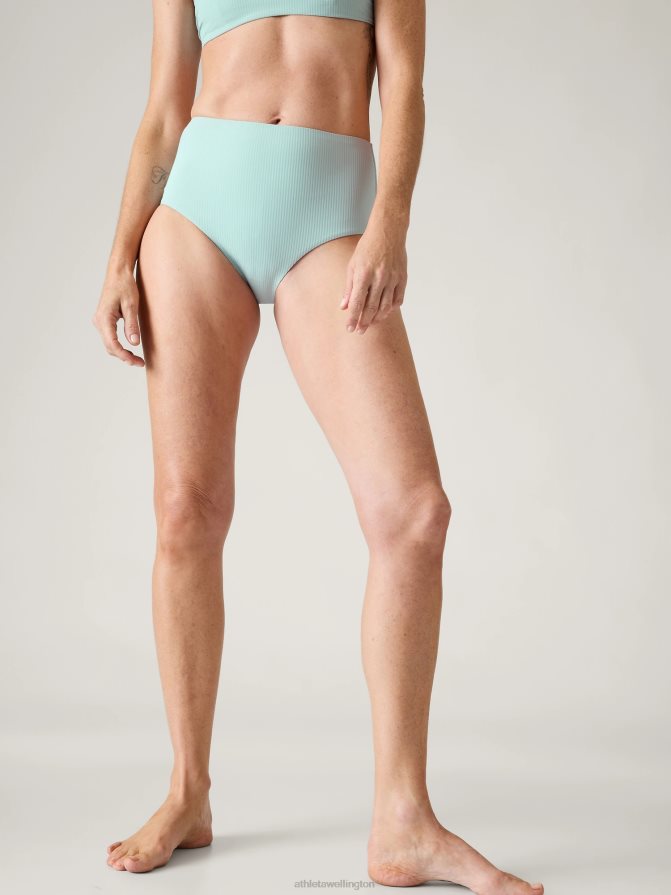 Athleta Women Dawn Blue Rib High Waist Swim Bottom TZB4L0854