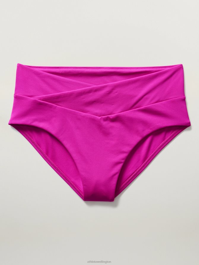 Athleta Women Electric Fuchsia High Waist Crossover Bikini Bottom TZB4L0887