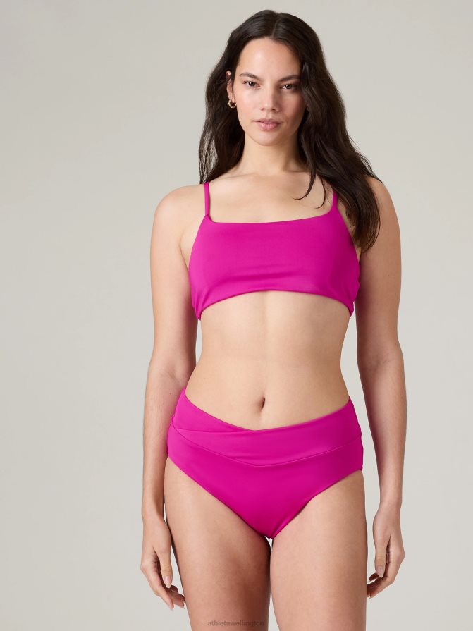 Athleta Women Electric Fuchsia High Waist Crossover Bikini Bottom TZB4L0887