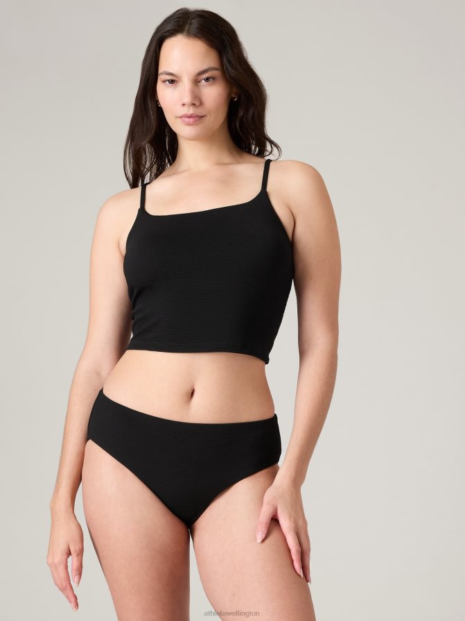 Athleta Women Black Pique Scoop Crop Tankini A-C TZB4L0926