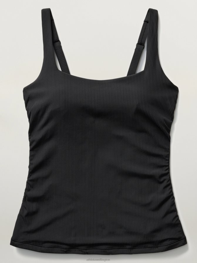 Athleta Women Black Rib Square Neck Bra Cup Tankini TZB4L0834