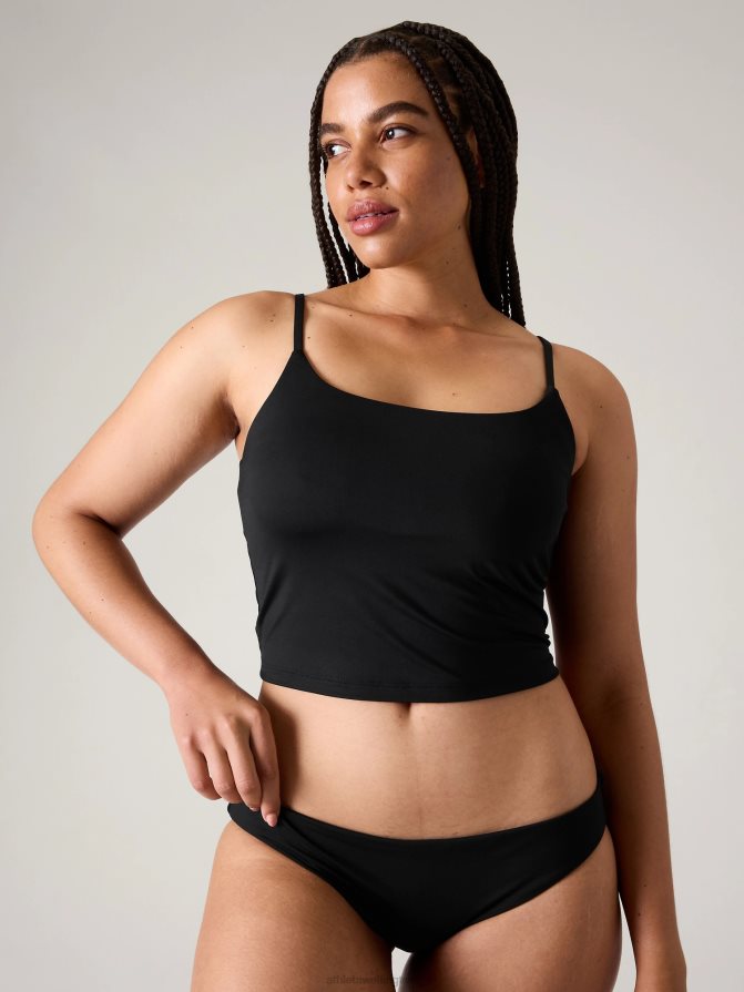 Athleta Women Black Scoop Crop Tankini A-C TZB4L0938