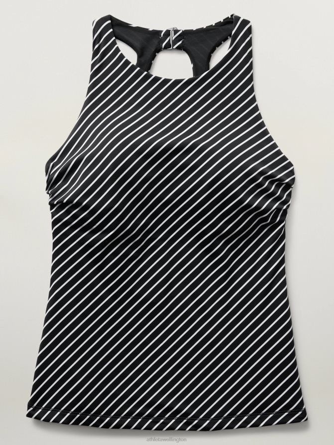 Athleta Women Black Stripe Maldives Bra Cup Tankini TZB4L0798